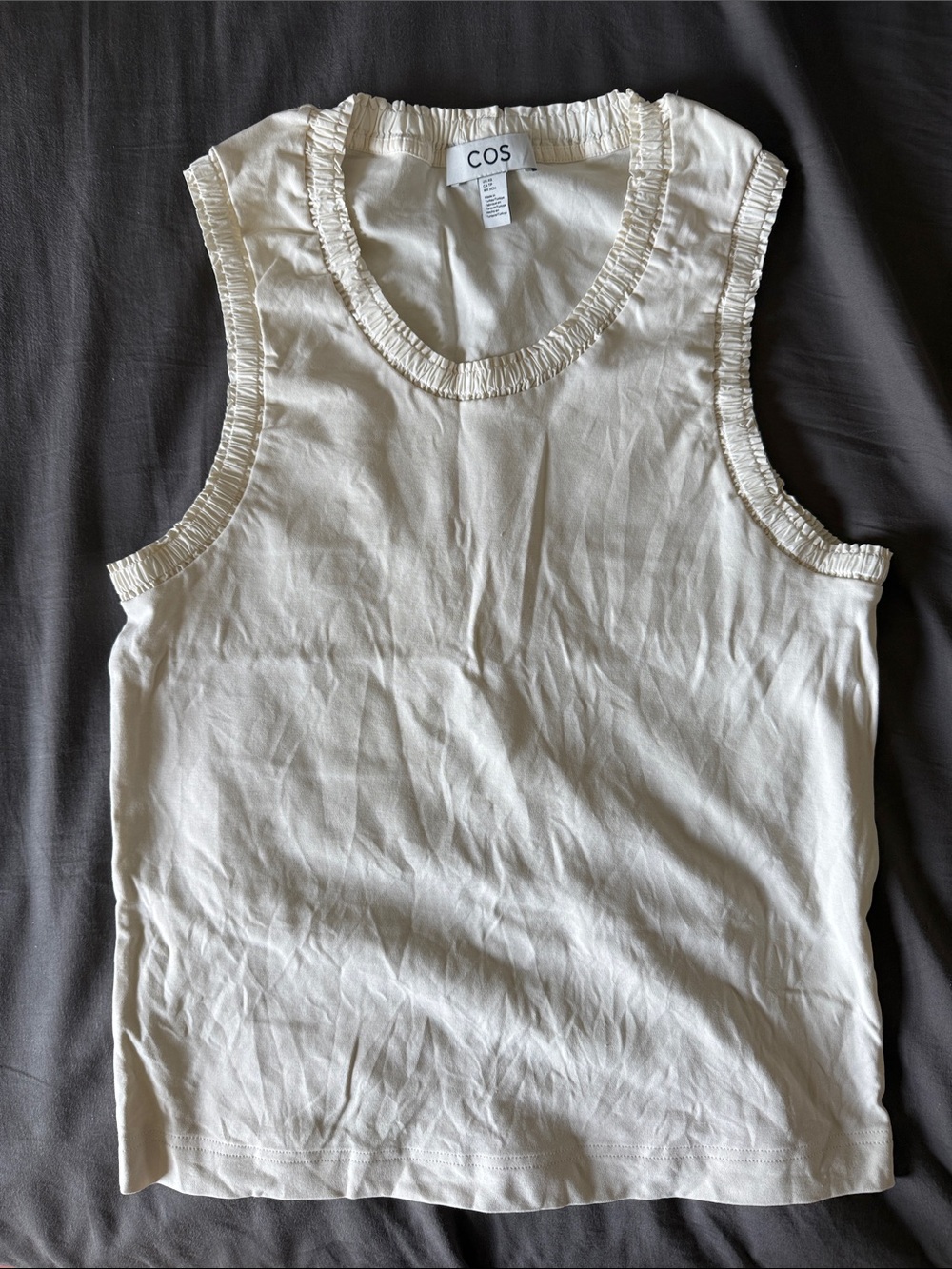 COS Cream Ruffle-Trim Sleeveless Tank